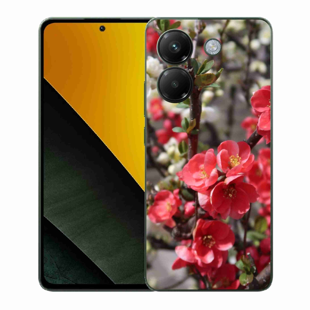 Gél borító mmCase a Xiaomi Poco M7 Pro 5G számára - piros virágok