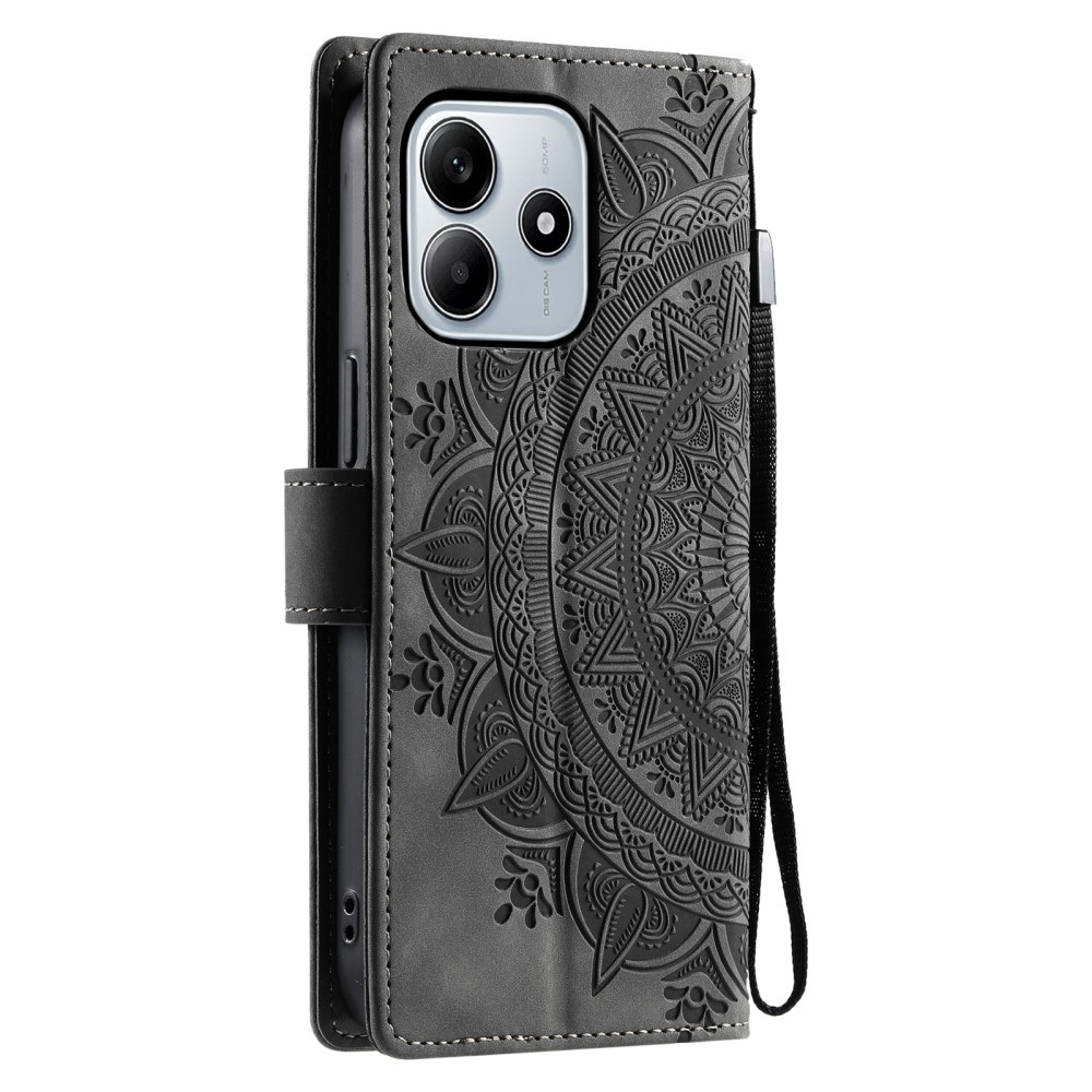 Mandalák könyv tok Xiaomi Redmi Note 14-hez - szürke