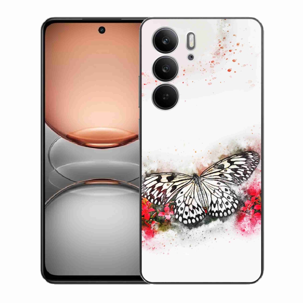 Zselés borítás mmCase a Realme C75 készülékhez - fekete-fehér pillangó