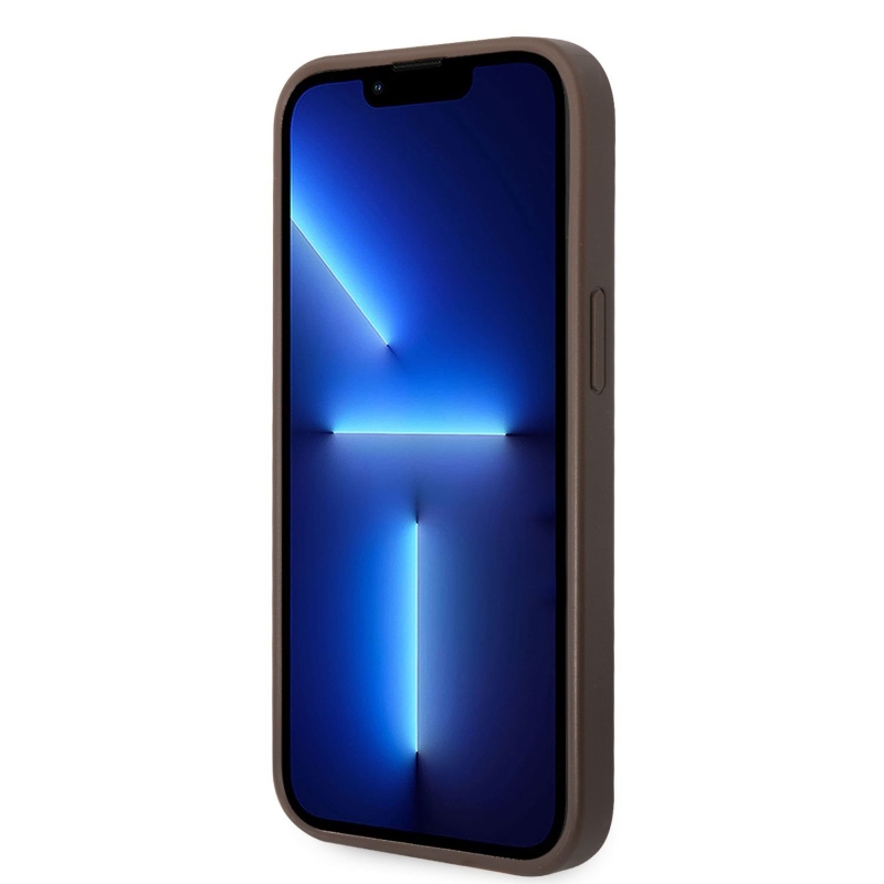 Guess PU 4G csíkos hátlapi borító iPhone 14-hez Barna