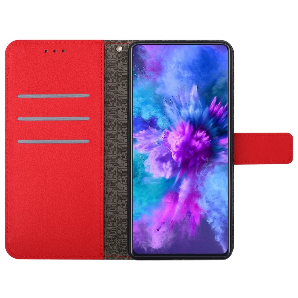 Textúrás könyvtáska mobilhoz Realme C67 - piros