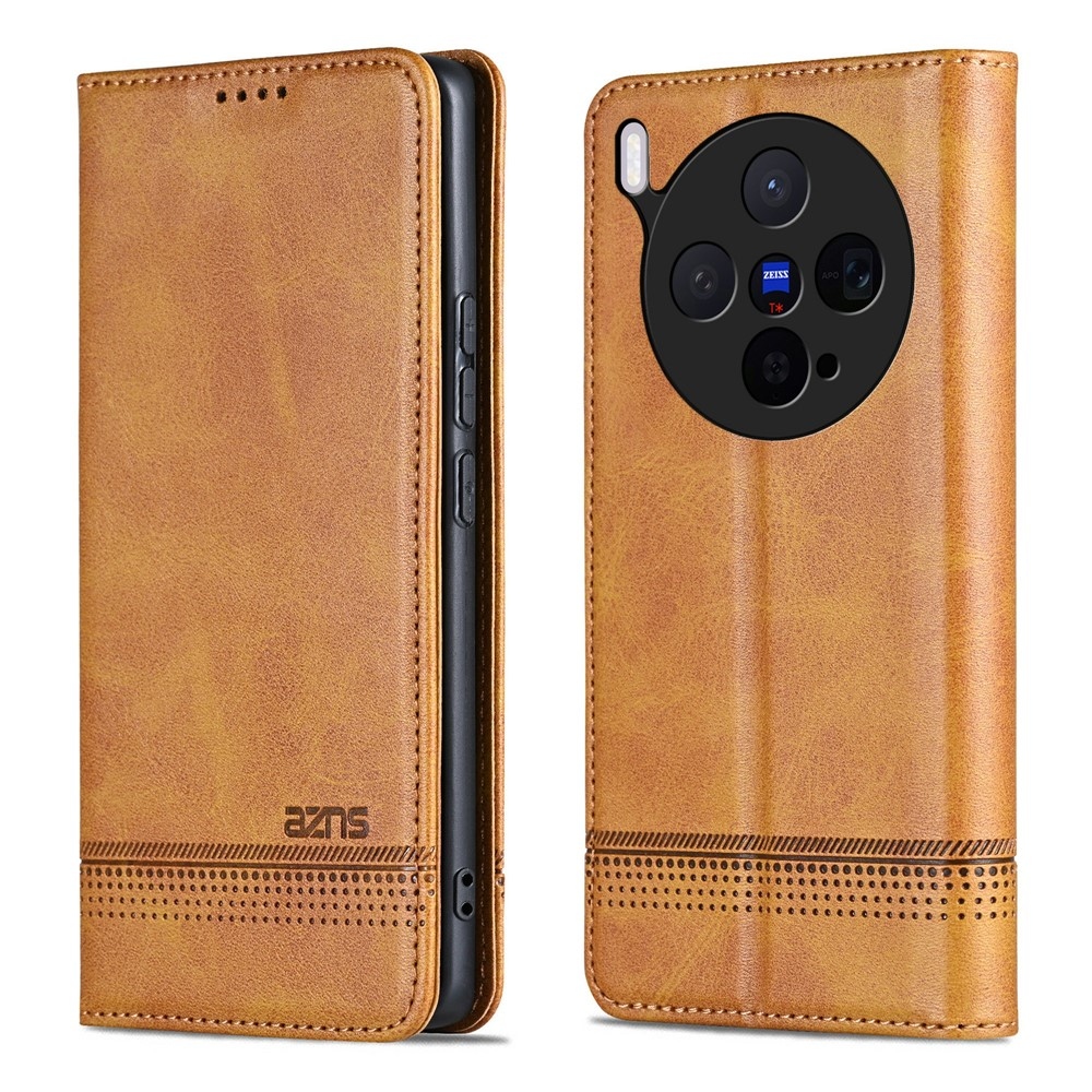 AZNS könyvtok Vivo X300 5G-hez - világosbarna