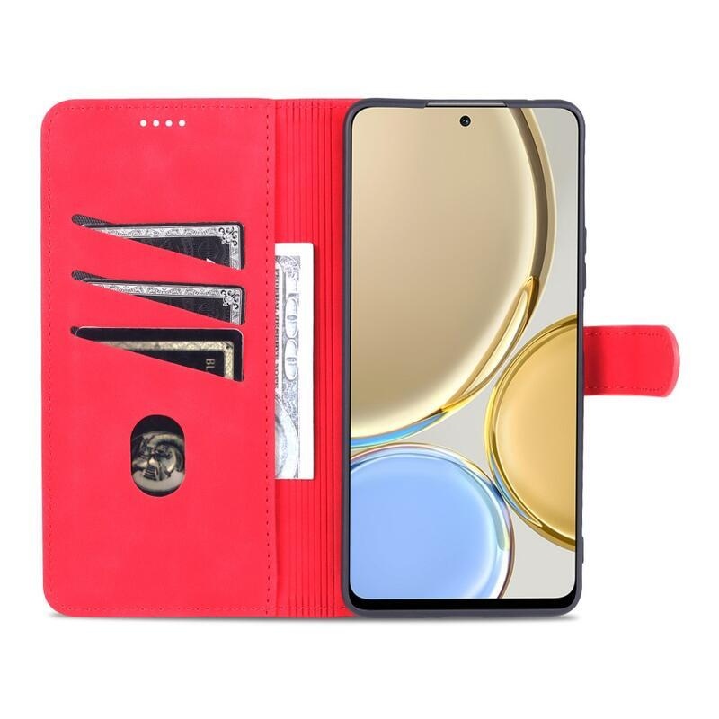 AZNS PU bőr pénztárca tok a Honor Magic 4 Lite 5G számára - piros