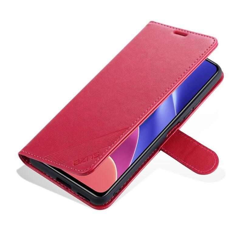 AZNS PU bőr pénztárca tok Xiaomi Poco F3-hoz - piros