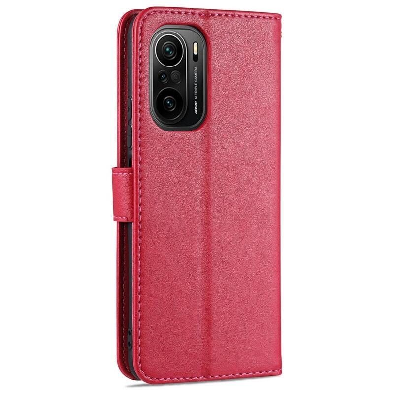 AZNS PU bőr pénztárca tok Xiaomi Poco F3-hoz - piros