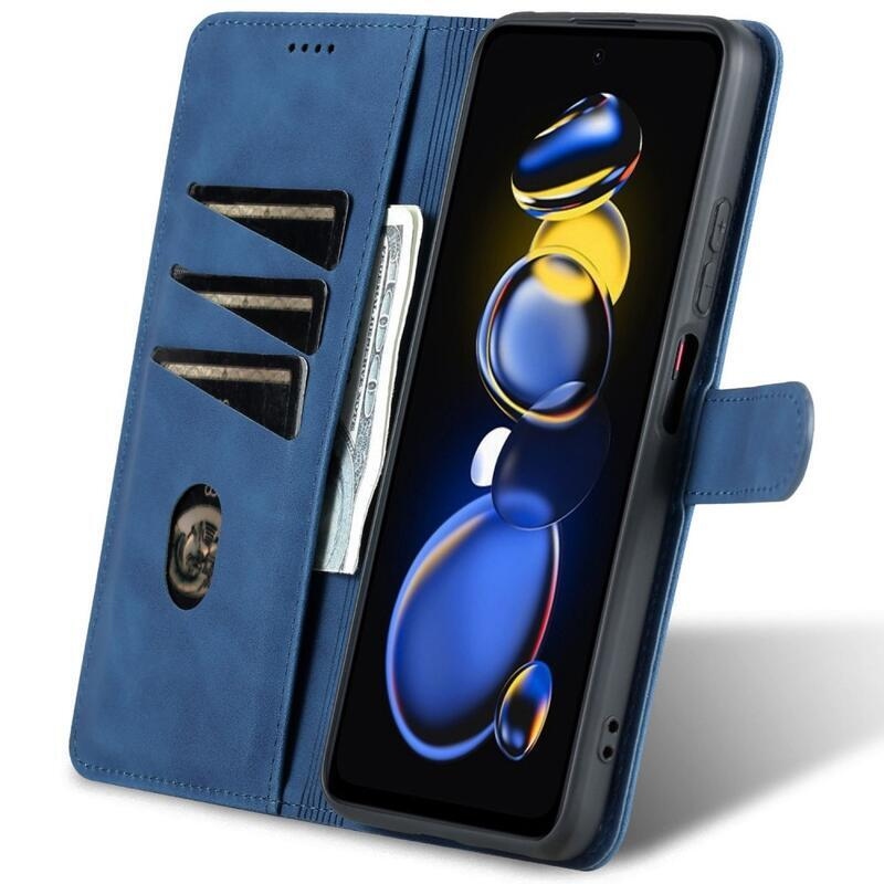 AZNS PU bőr pénztárca tok a Xiaomi Poco X4 GT 5G számára - kék