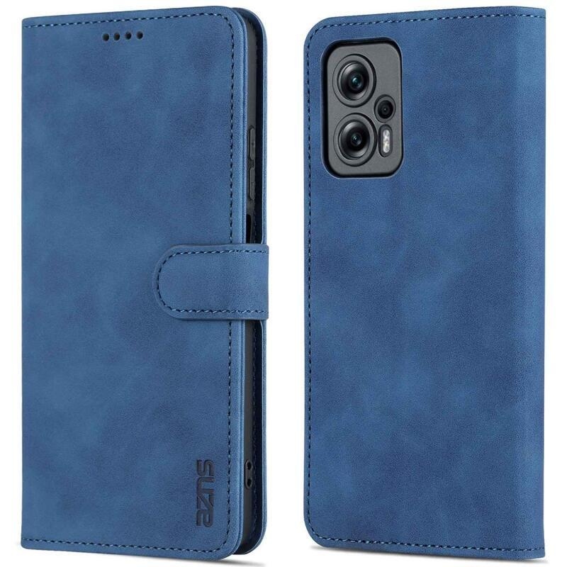 AZNS PU bőr pénztárca tok a Xiaomi Poco X4 GT 5G számára - kék
