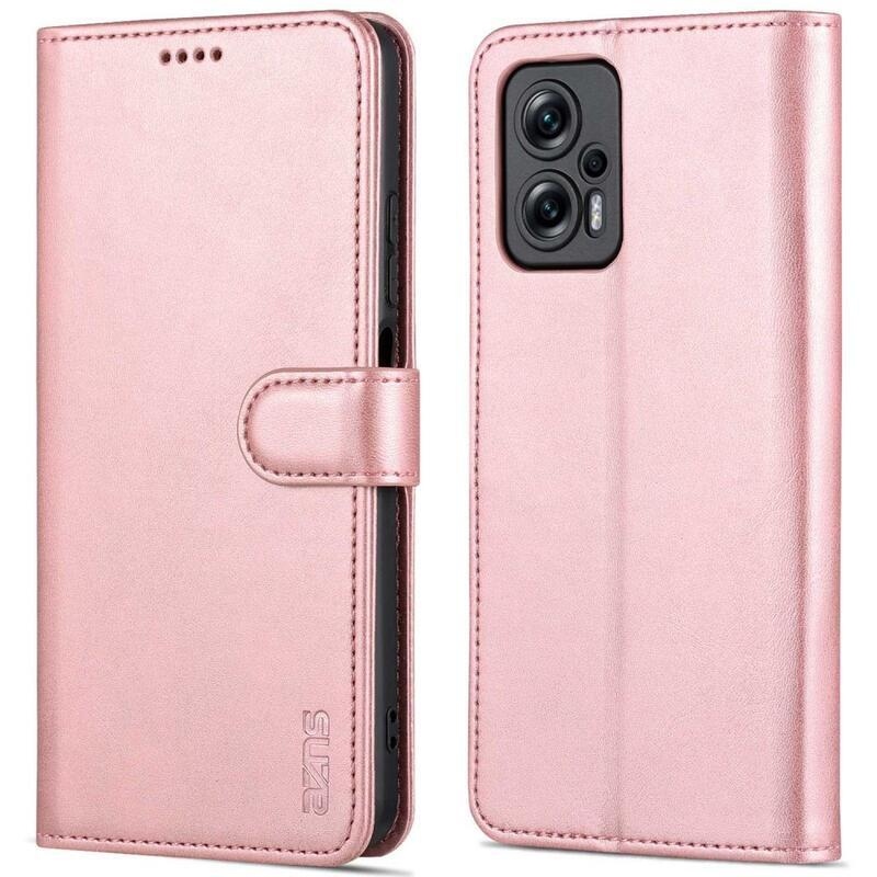 AZNS PU bőr pénztárca tok Xiaomi Poco X4 GT 5G - rózsaarany színben