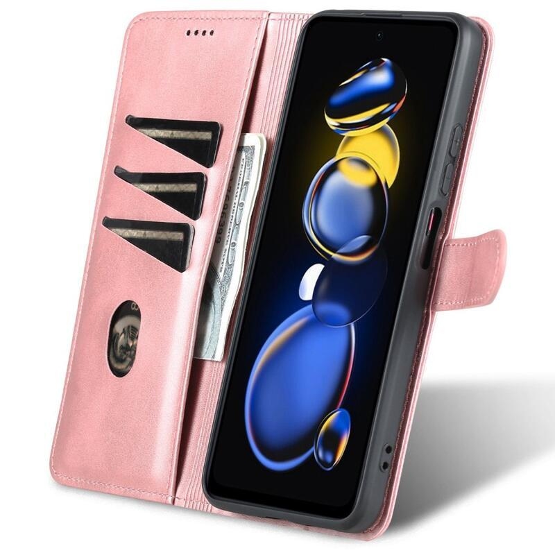 AZNS PU bőr pénztárca tok Xiaomi Poco X4 GT 5G - rózsaarany színben