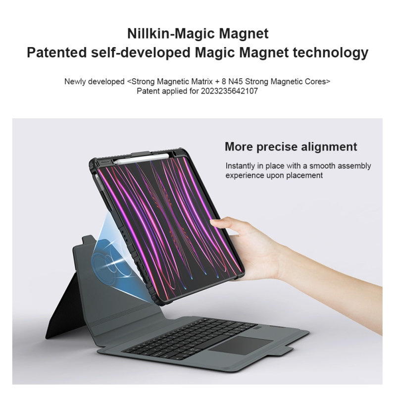 Nillkin Bumper Link billentyűzet tok (háttérvilágításos verzió) iPad Pro 13 2024 Fekete