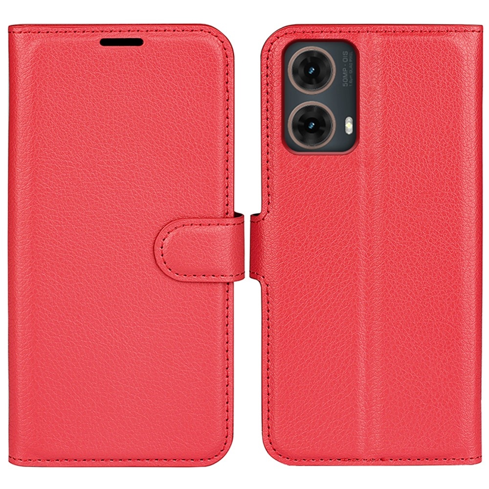 Litchi könyv tok Motorola Moto G85 5G - piros színben