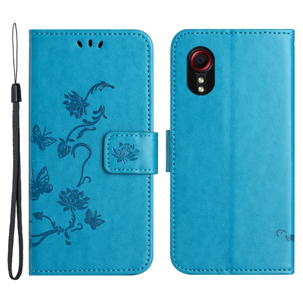 Virágos könyv tok Samsung Galaxy Xcover 7 készülékhez - kék