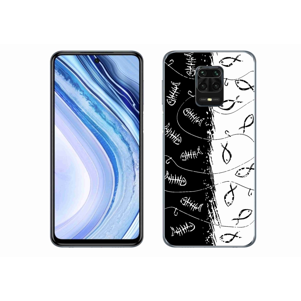 Gél borítás mmCase a Xiaomi Redmi Note 9 Pro számára - csontvázak és halak