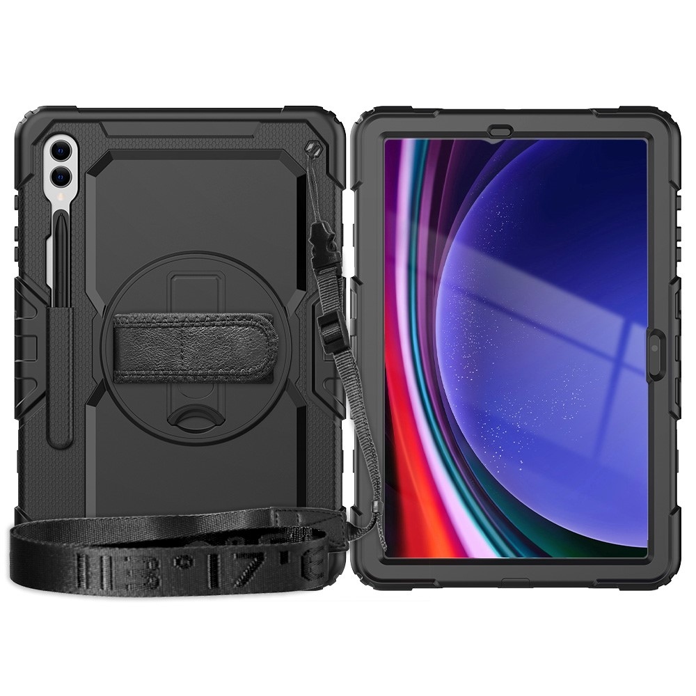 Rúgásálló borítás kézi fogantyúval Samsung Galaxy Tab S9+/Tab S10+ készülékhez - fekete