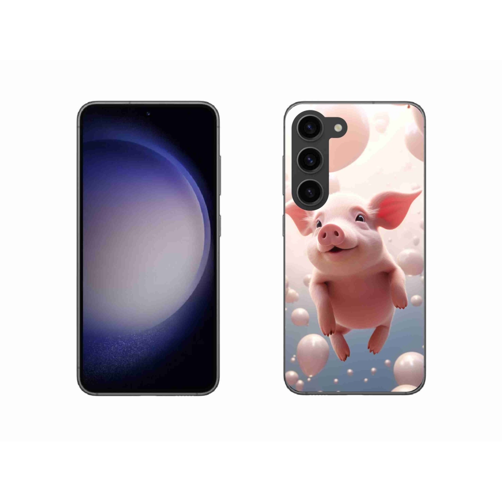 Gél borító mmCase Samsung Galaxy S23 5G - malac lufikkal Samsung Galaxy S23 5G-hez