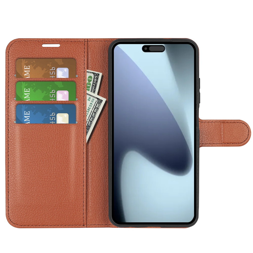 Litchi könyvtáska iPhone 17 készülékhez - barna