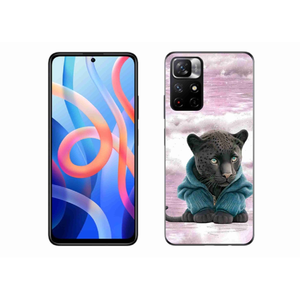 Gél borítás mmCase a Xiaomi Redmi Note 11S 5G-hez - fekete párduc pulóverben