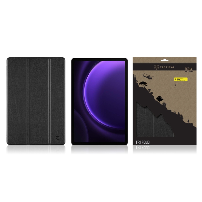 Tactical Book Tri Fold Case for Samsung X510/X516 Galaxy Tab S9 FE fekete