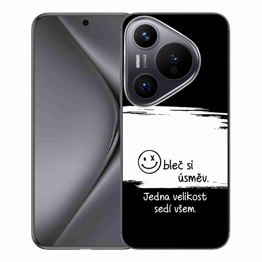Gél borító mmCase a Huawei Pura 70 Pro-hoz - vicces szöveg 8 fekete-fehér háttérrel
