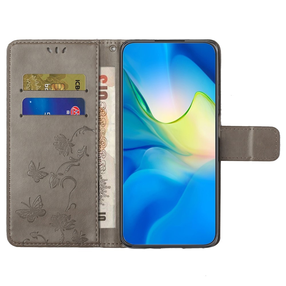 Virágos könyv tok Samsung Galaxy A15 4G/5G készülékhez - szürke