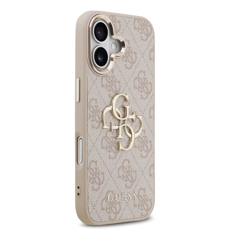 Guess PU bőr 4G fém logó arany keret hátlapi borító iPhone 17 rózsaszínhez
