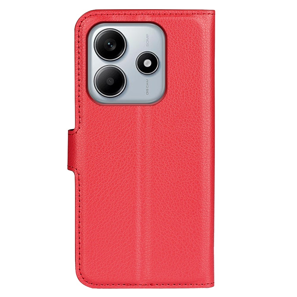 Litchi könyv tok a Xiaomi Redmi Note 14 5G-hez - piros