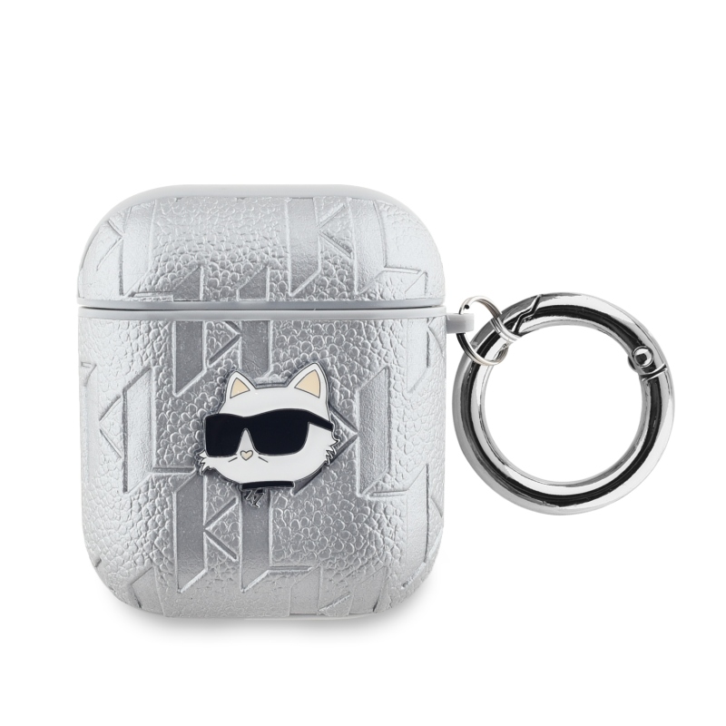 Karl Lagerfeld PU dombornyomott Choupette fej tok az AirPods 1/2 ezüsthöz