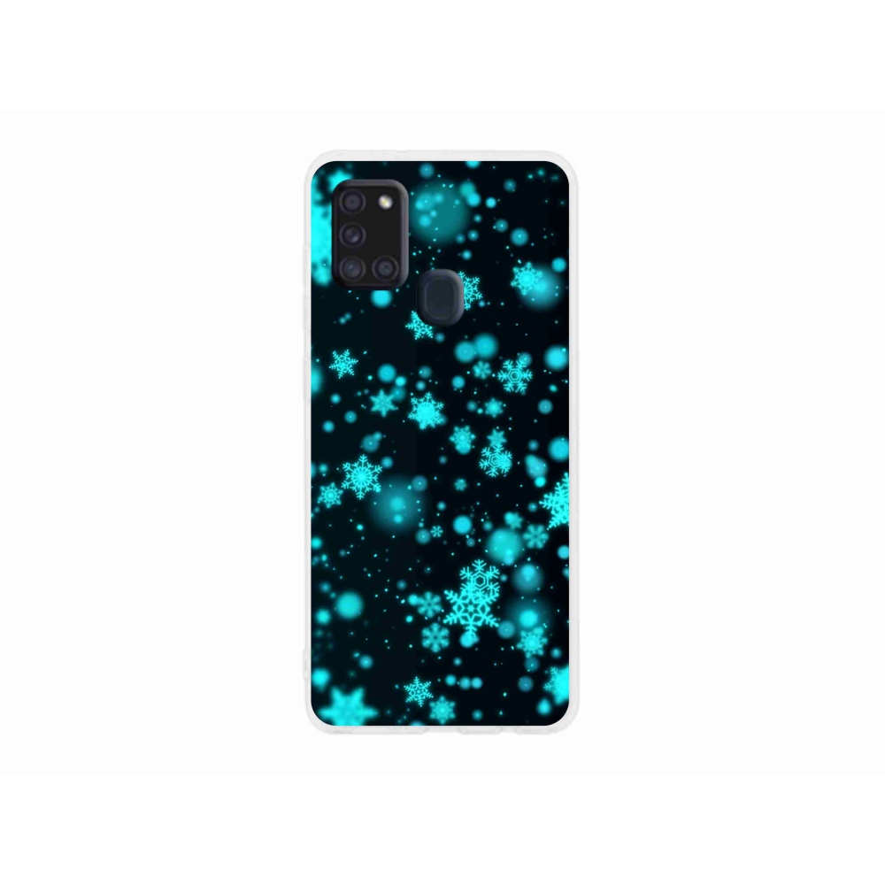 Gél védőhuzat mmCase Samsung Galaxy A21s készülékhez - hópelyhek 1