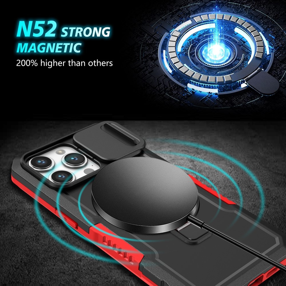 Katonai tartós védőburkolat MagSafe-vel iPhone 14 Pro Max készülékhez - Piros/fekete