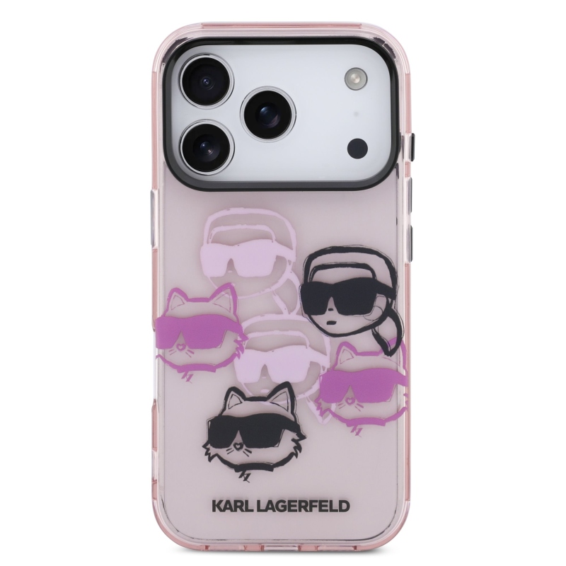 Karl Lagerfeld IML Multi K&CH Heads hátlapi borító iPhone 17 Pro rózsaszínhez