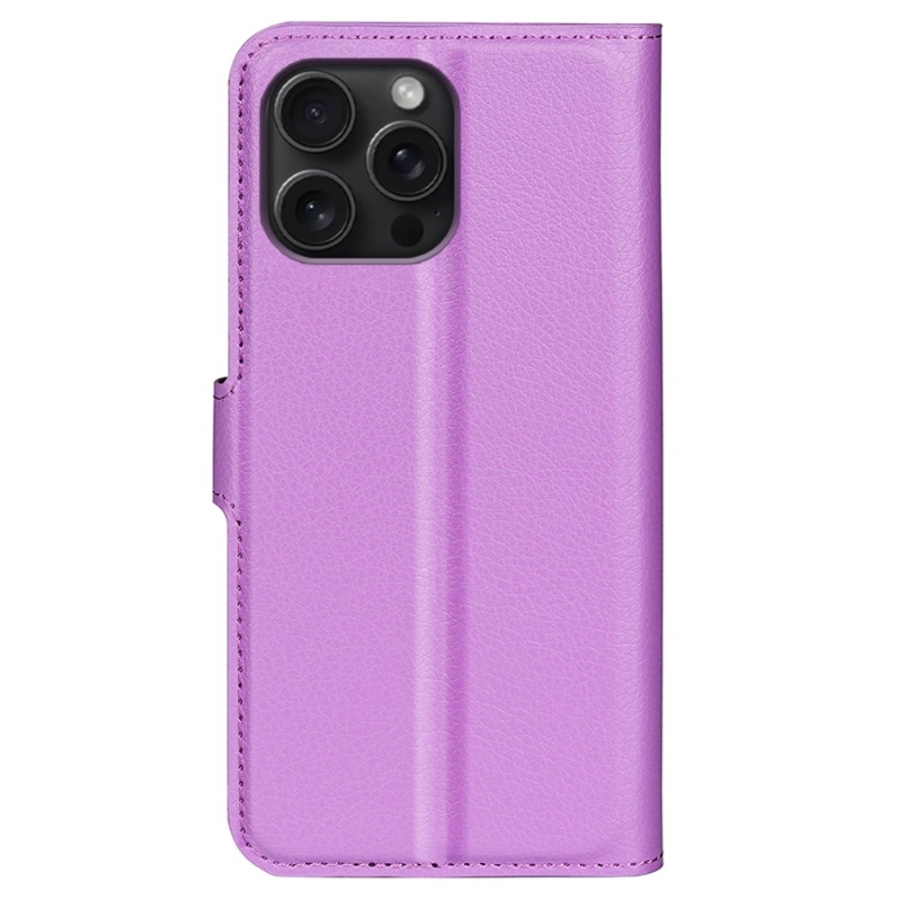 Litchi könyvtáska iPhone 16 Pro készülékhez - lila