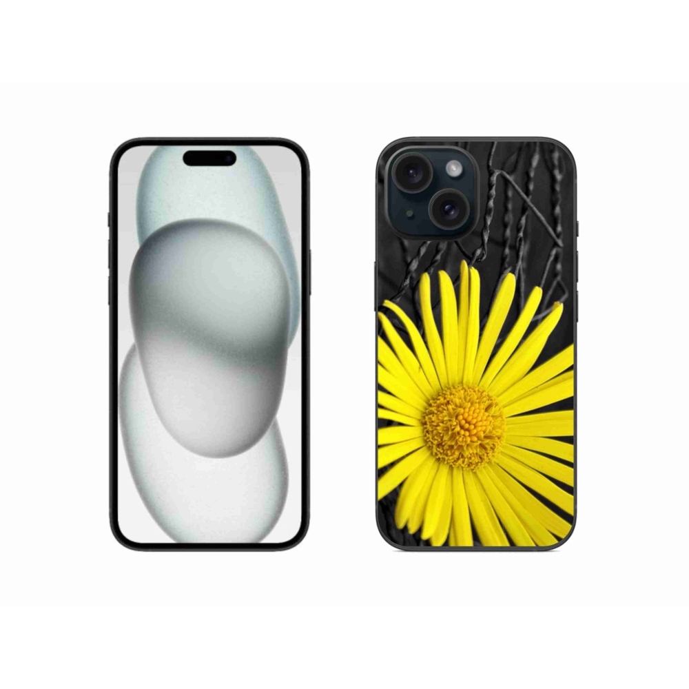 Gél védőhuzat mmCase iPhone 15 készülékhez - sárga virág