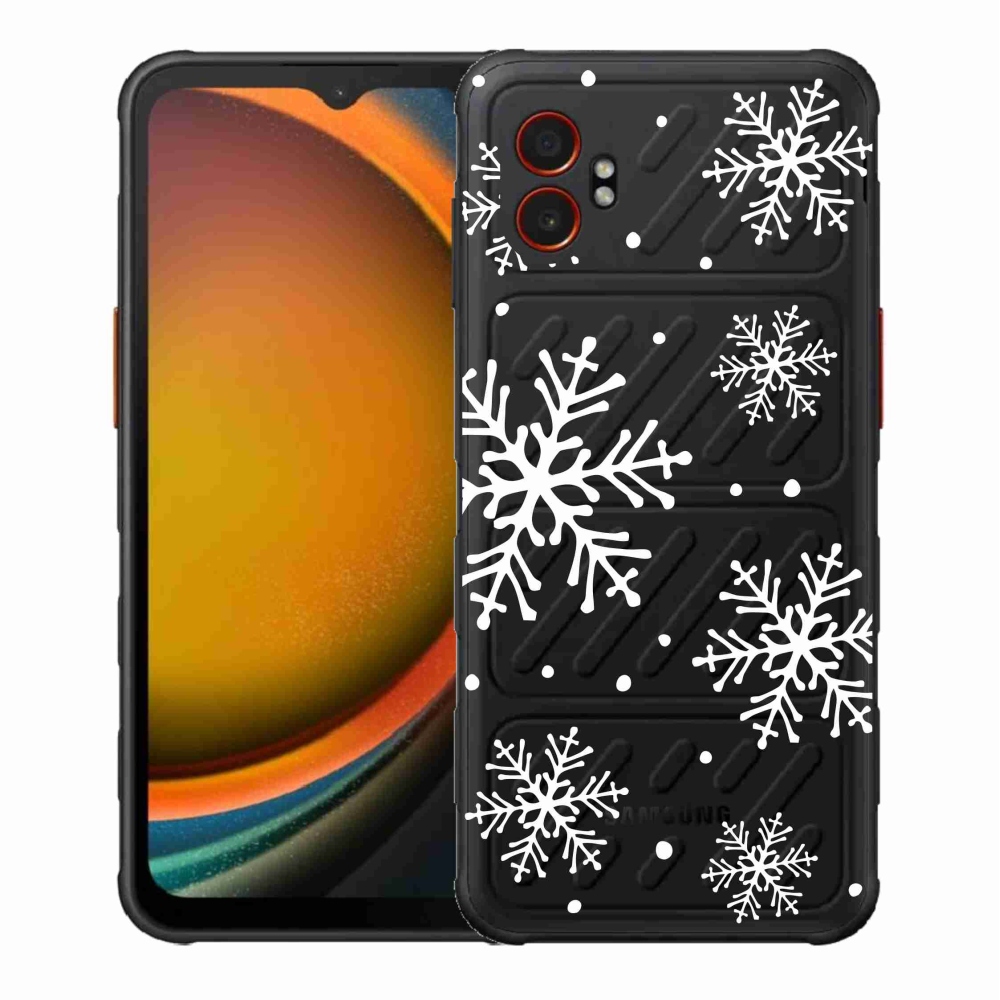 Zselés borítás mmCase Samsung Galaxy Xcover 7 Pro készülékhez - fehér pelyhek átlátszó háttéren