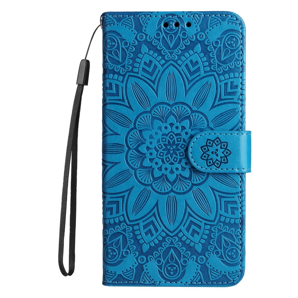 Napraforgó könyv tok Xiaomi Redmi 14C/Poco C75-hez - kék