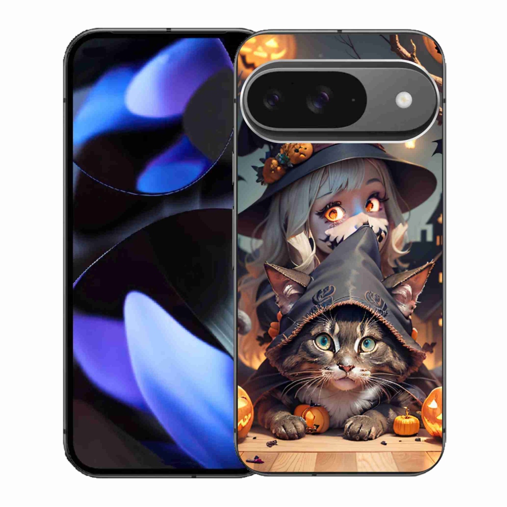 Gél borítás mmCase a Google Pixel 9/9 Pro számára - boszorkány macskával