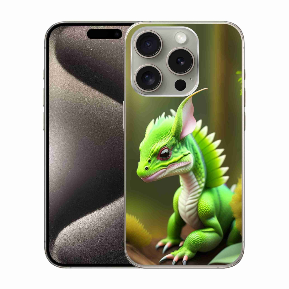 Zselés borítás mmCase iPhone 15 Pro készülékhez - zöld sárkány