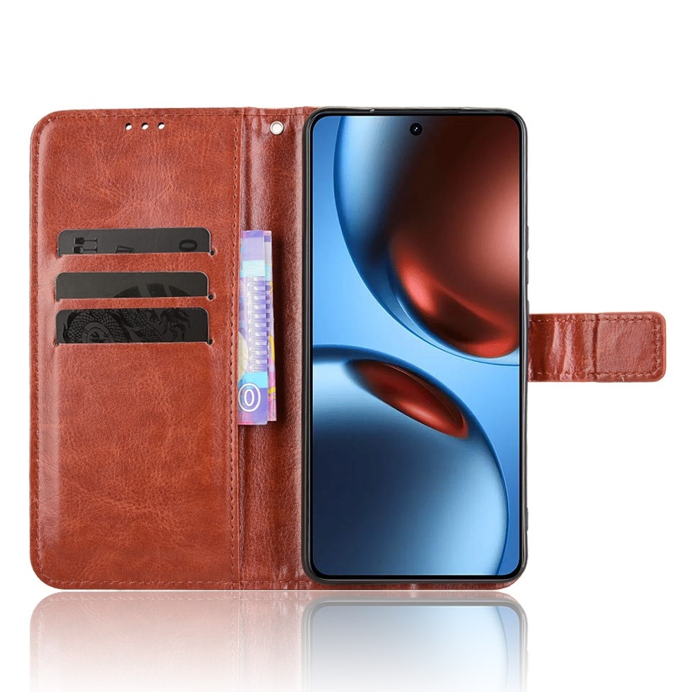 Őrült könyvtáska a Realme GT 7 5G számára - barna színben