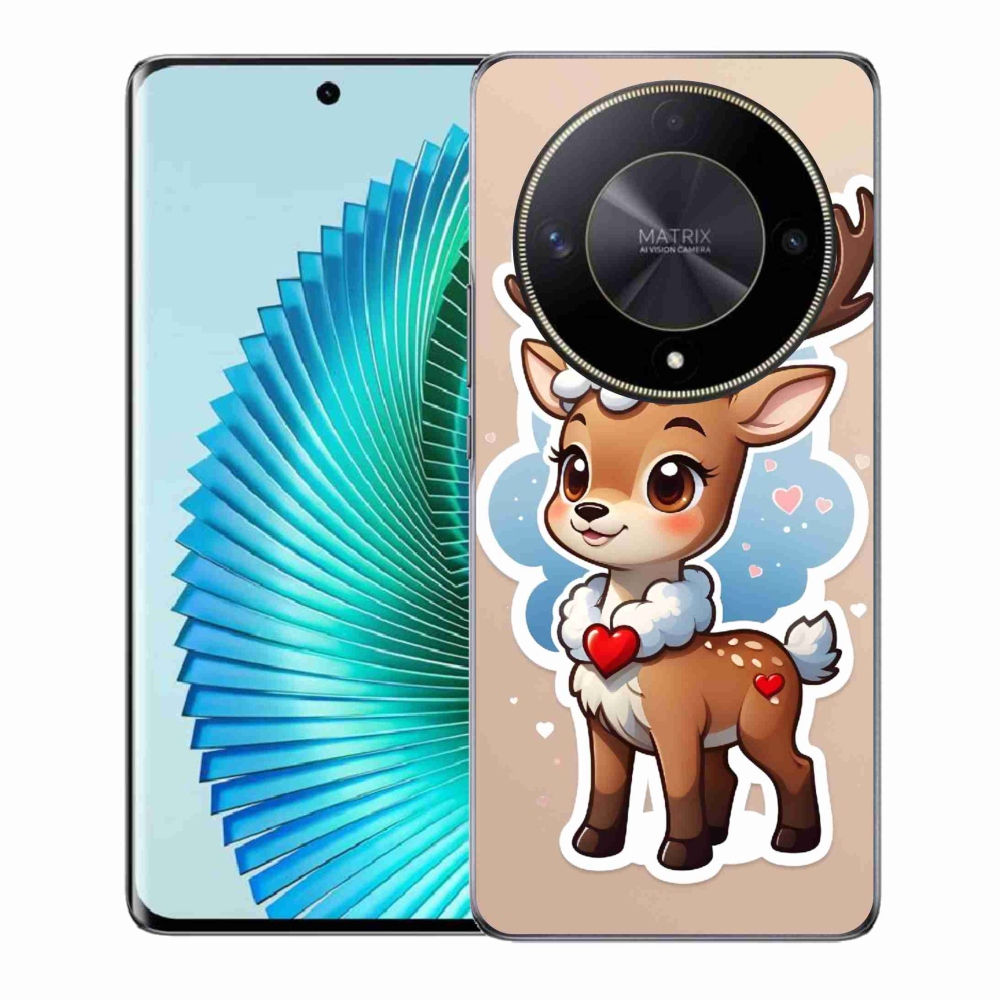 Zselés borítás mmCase a Honor Magic 6 Lite 5G számára - rajzfilm rénszarvas