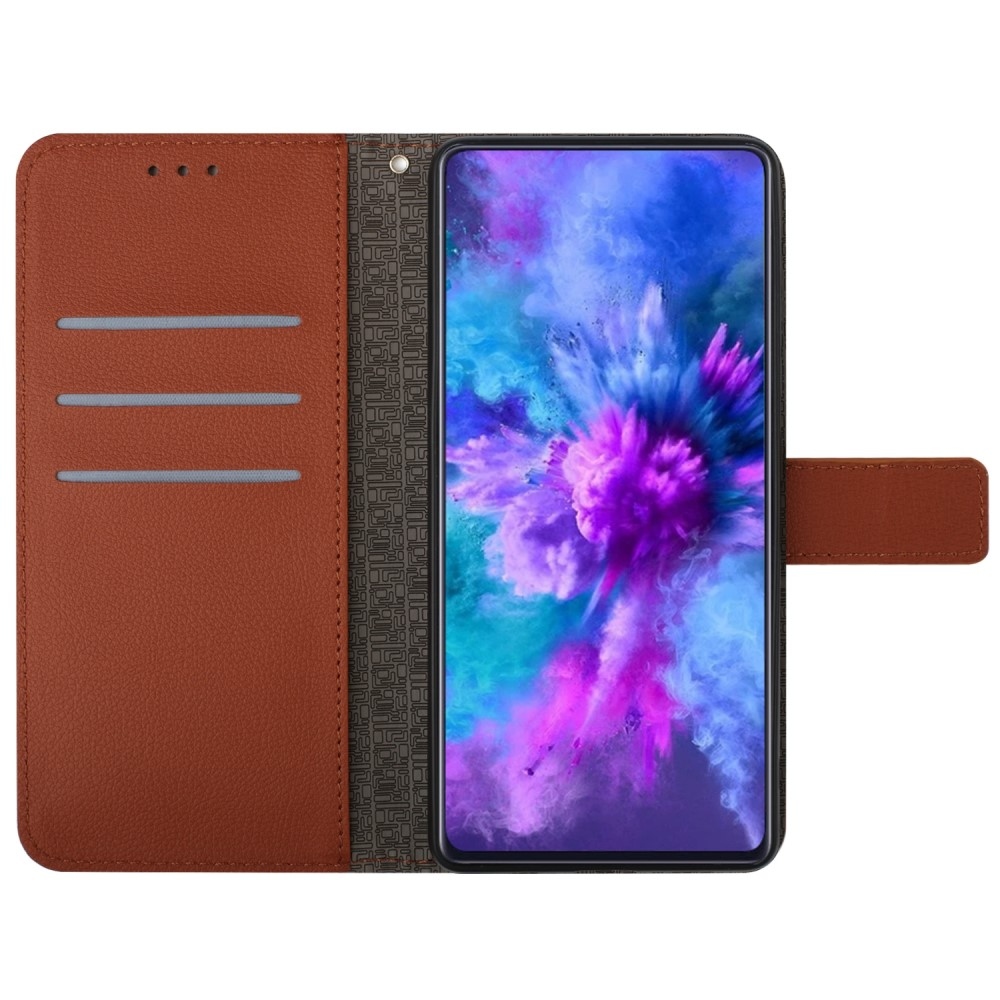 Textúrás könyvtáska mobiltelefonhoz Realme C67 - barna