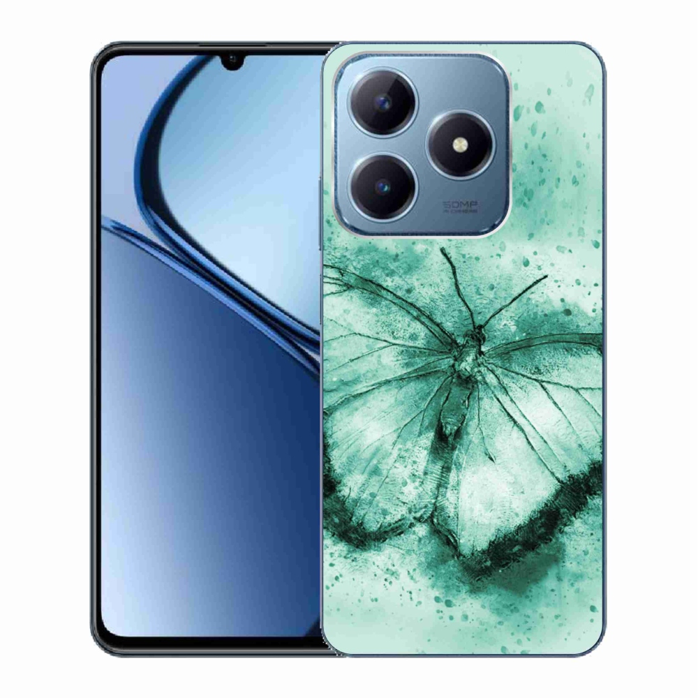 Gél tok mmCase a Realme C63 készülékhez - zöld pillangó