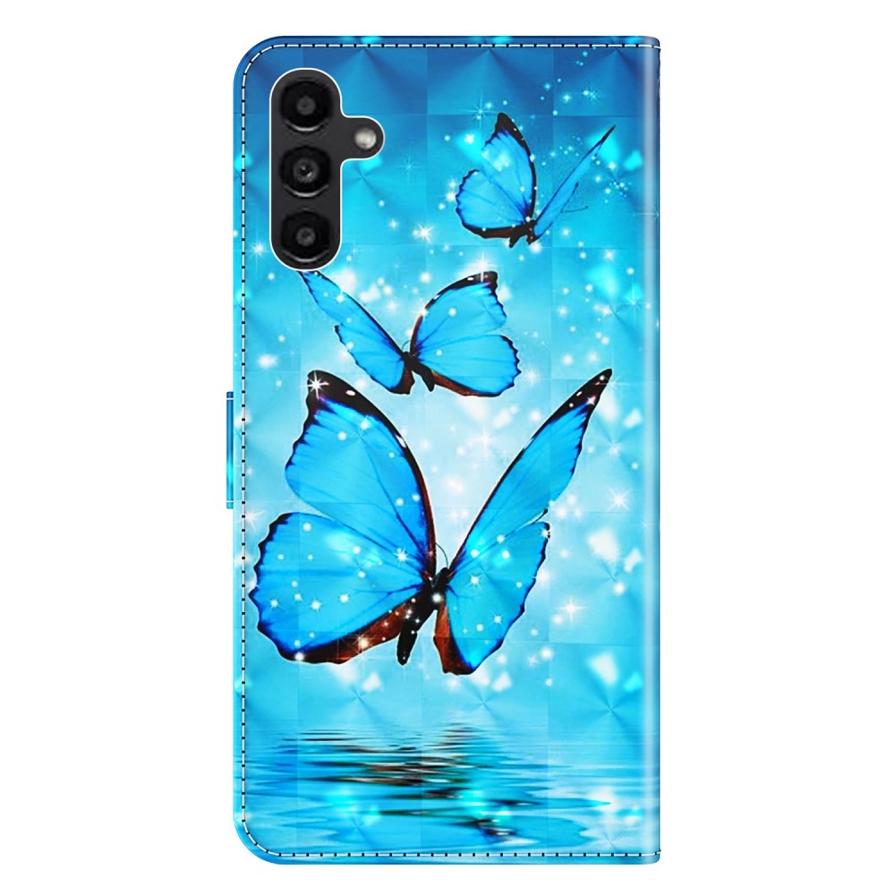 Nyomtatott könyv tok Samsung Galaxy A15 4G/5G készülékhez - kék pillangók