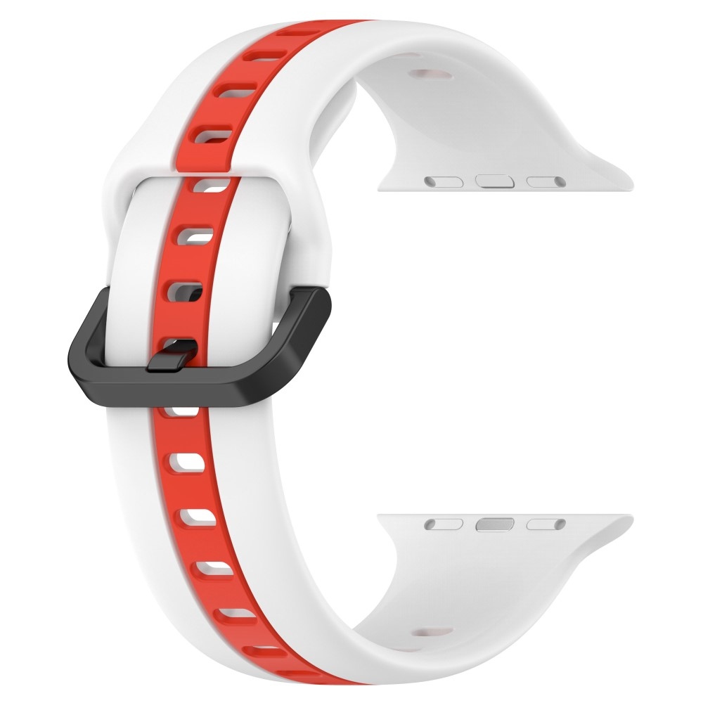 Szíj szilikon szíj Apple Watch Ultra/Ultra 2 49mm/SE/SE 2022/2023 44mm/9/8/7 45mm/6/5/4 44mm/3/2/1 42 mm - fehér/piros