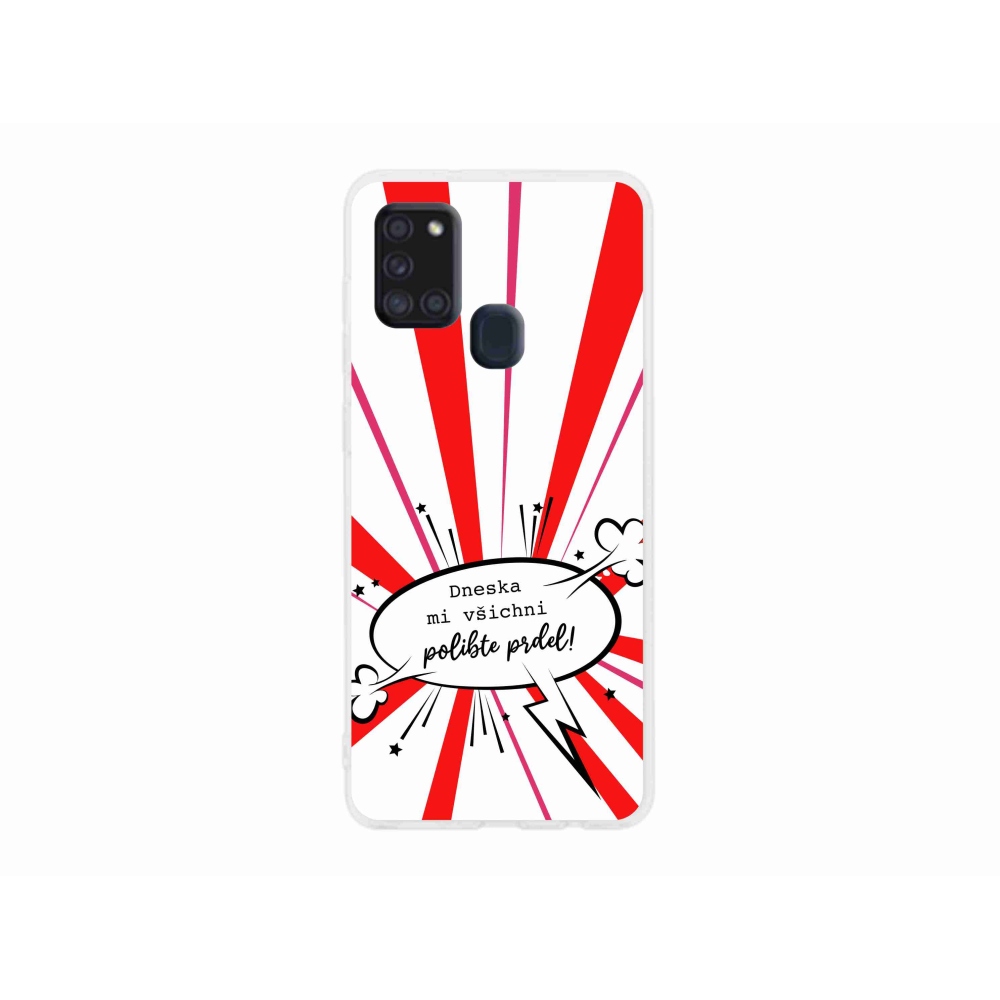Gél borító mmCase Samsung Galaxy A21s készülékhez - vicces szöveg 15 fehér háttér