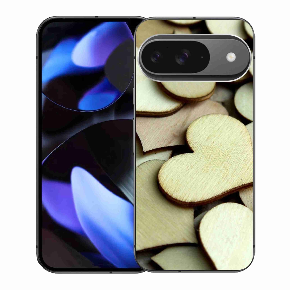 Zselés borítás mmCase a Google Pixel 9/9 Pro számára - fából készült szívek