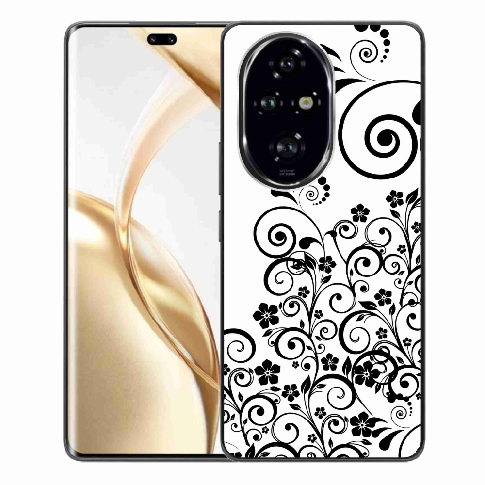 Zselés borítás mmCase a Honor 200 Pro 5G készülékhez - fekete és fehér virágminták