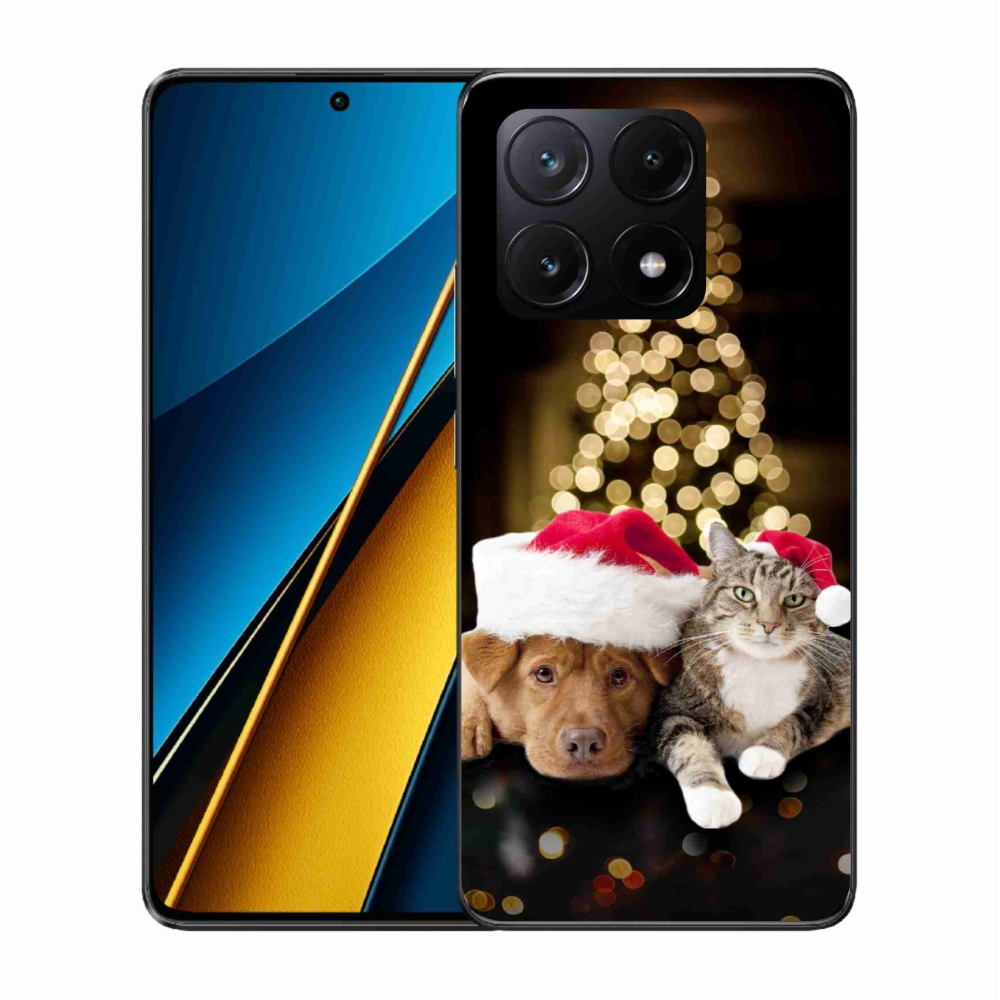 Gél borító mmCase a Xiaomi Poco X6 Pro 5G számára - Karácsonyi kutya és macska