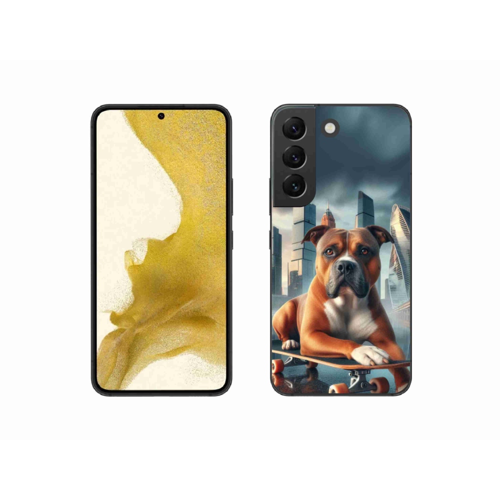 Gél borító mmCase Samsung Galaxy S22 5G - kutya gördeszkán - Samsung Galaxy S22 5G számára