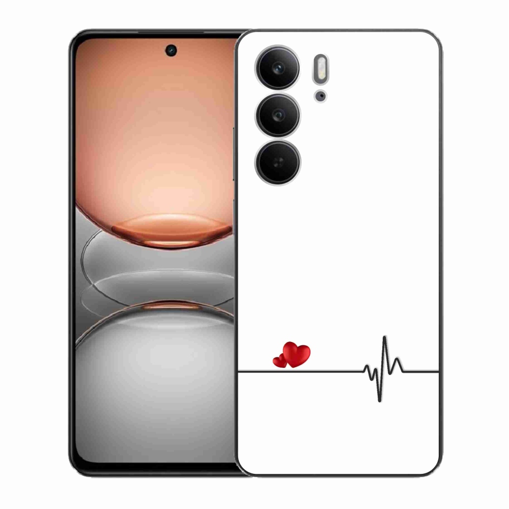 Gél borító mmCase a Realme C75-ön - szív és szívverés fehér háttérrel