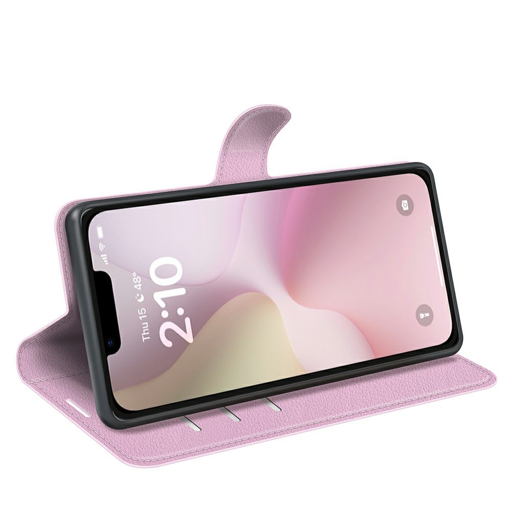 Litchi könyvtáska iPhone 16e készülékhez - rózsaszín