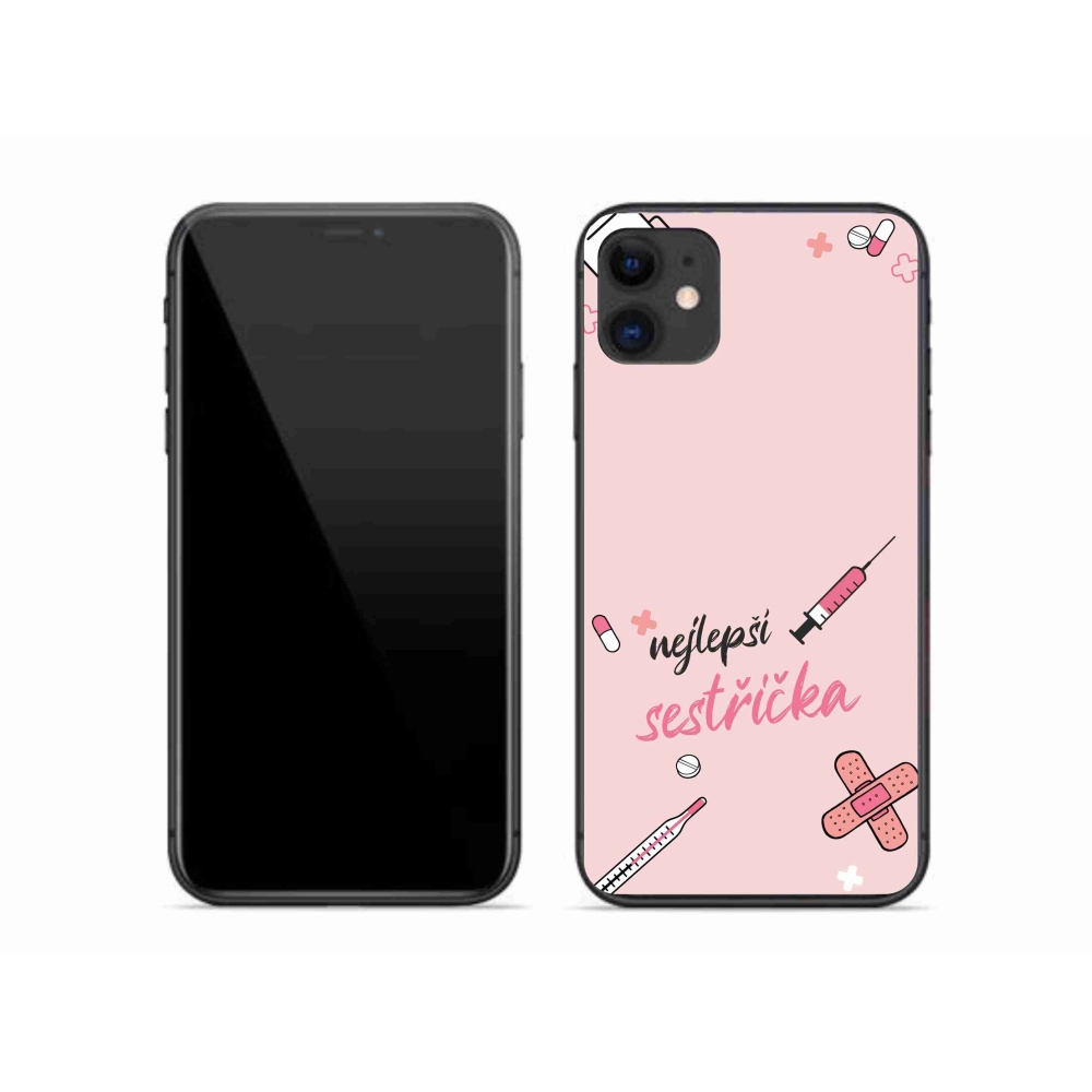 Gél borító mmCase iPhone 11 - a legjobb kishúg rózsaszín háttérrel